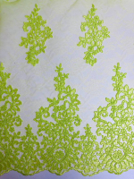 Сетка вышивка сутаж, неон салат