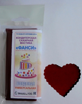 Мастика "Фанси" (100 гр) для обтяжки и лепки. Бордовая
