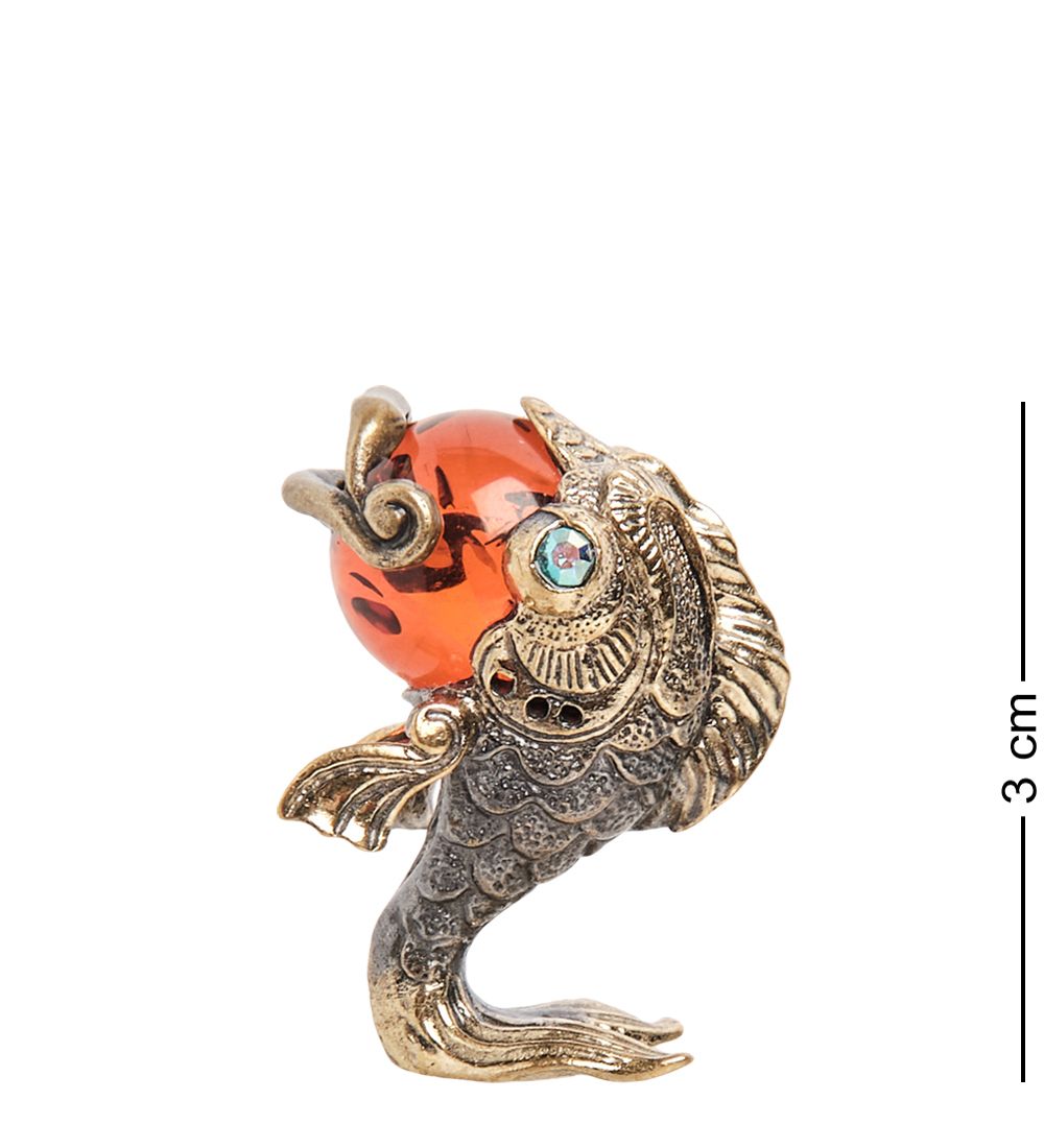 Народные промыслы AM-1265 Фигурка «Добрый карп» (латунь, янтарь)