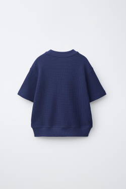 ZARA ФУТБОЛКА ИЗ ВАФЕЛЬНОЙ ТКАНИ, ЯРКО-СИНИЙ