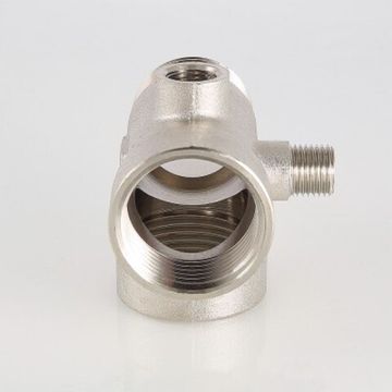 Пятиходовой соединитель Valtec 1" х 80 мм для насоса латунный никелированный VTr.600.N.06080