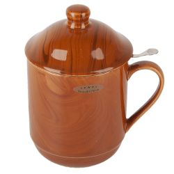 Кружка с крышкой и фильтром "Wooden Grain" v=320мл (фарфор) (индивидуальная упаковка)