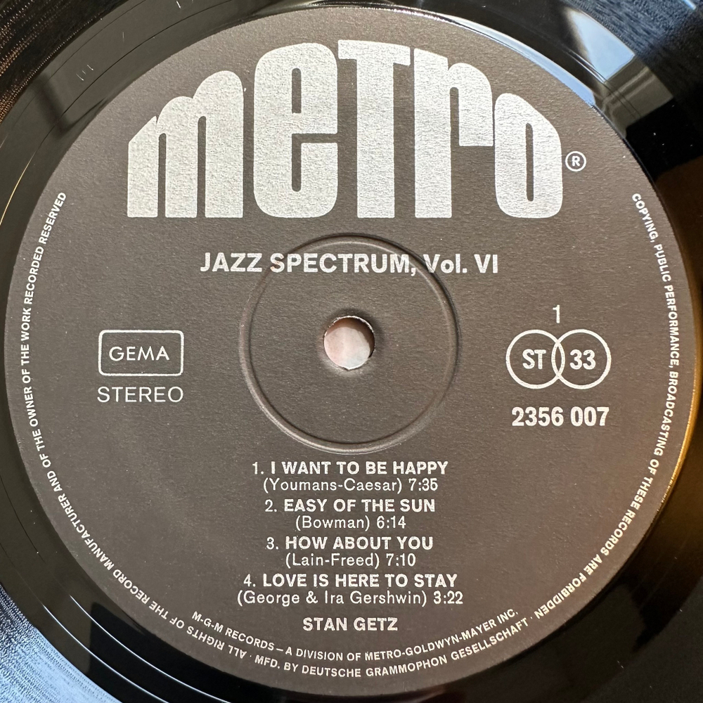 Stan Getz - Jazz Spectrum Vol. 6 (Германия 1973г.)