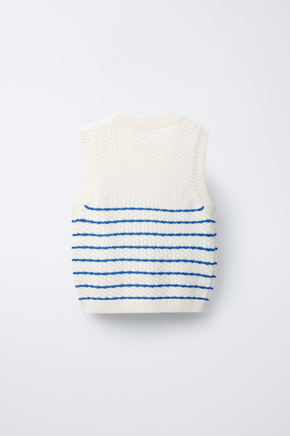 ZARA ТРИКОТАЖНЫЙ ТОП В ПОЛОСКУ, ЭКРЮ