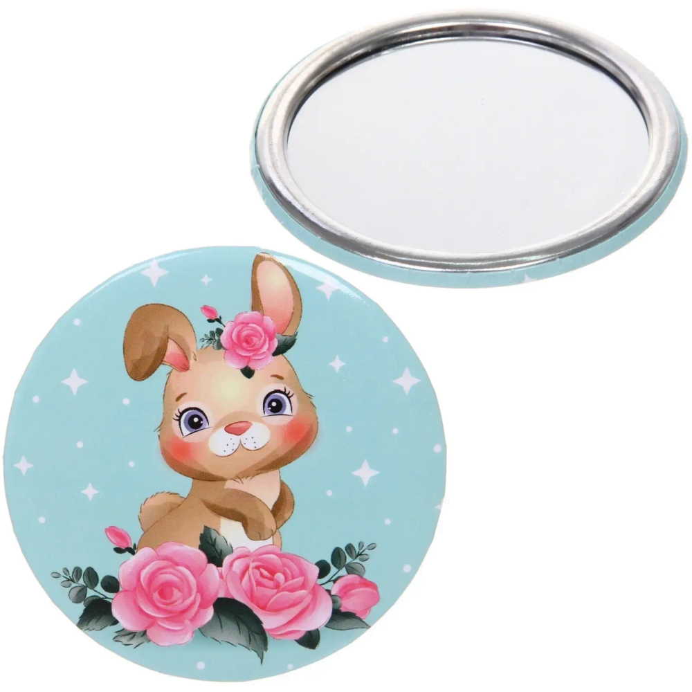 Зеркало косметическое круглое «КОЛЛЕКЦИЯ МАРЦИПАН», зайчик, d-7,5см (пакет с подвесом)
