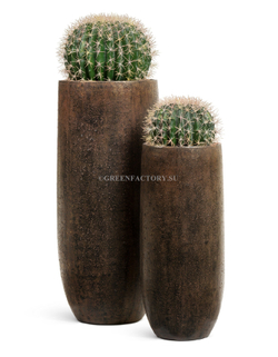 Кашпо TREEZ Effectory - Metal - Высокий округлый конус - Rough с золотой патиной