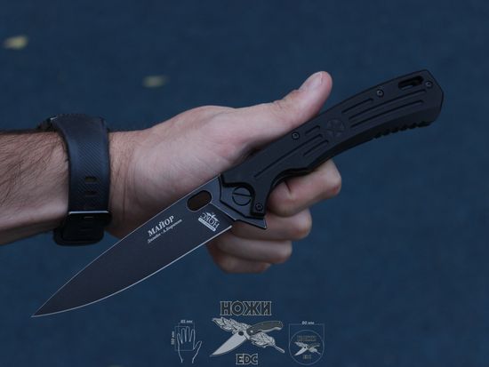 Складной нож НОКС Майор AUS8 (Black) c клинком из стали AUS-8, рукоять G10