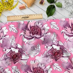 Ткань поплин раскрывшиеся цветы