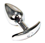 Серебристая анальная пробка для ношения с прозрачным кристаллом - 6 см. (Цвет: прозрачный)