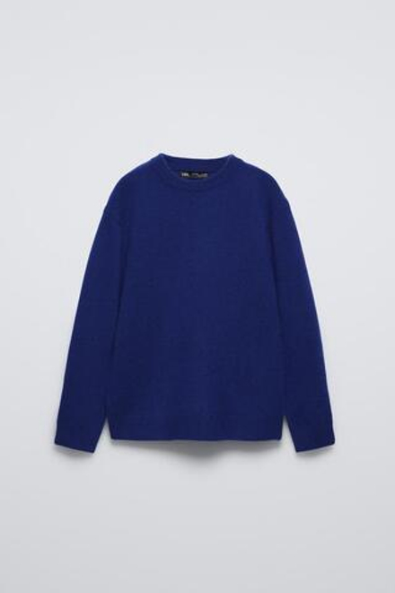 ZARA СВИТЕР ИЗ 100% КАШЕМИРА, СИНИЙ
