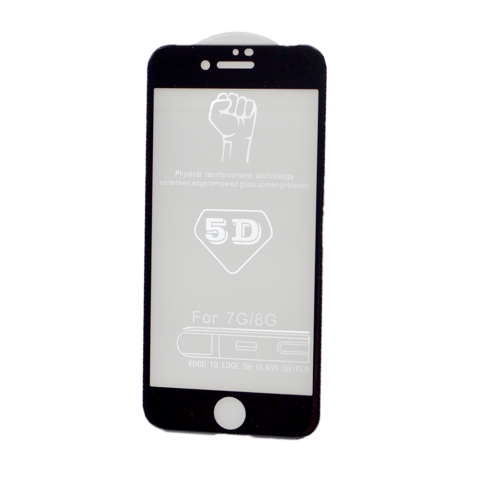 Защитное стекло "Премиум" для iPhone 6/6S Черный (Закалённое+, полное покрытие)
