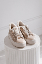 Зимние комбинированные кеды из натуральной кожи