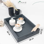 Столик поднос деревянный разборный 38х28 см, поднос декоративный для кухни Флоутард из массива сосны, столик для завтрака в постель, серый