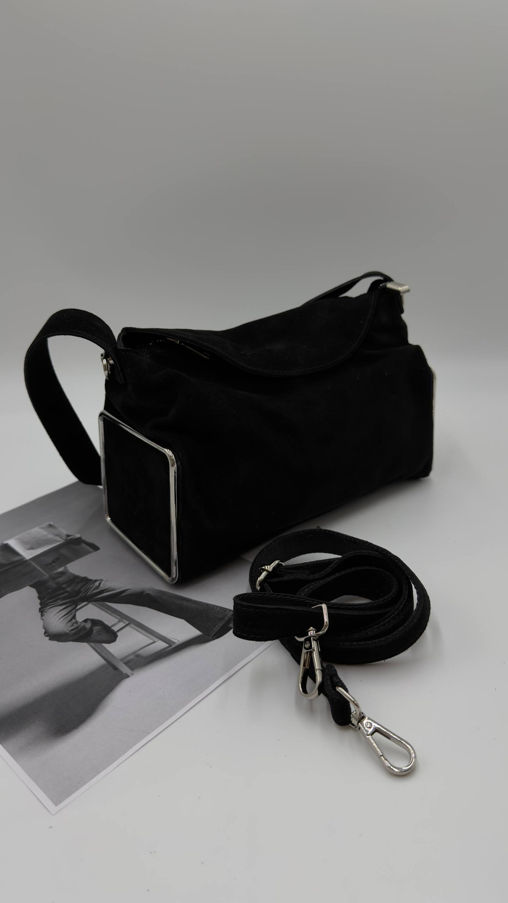 Сумка женская натуральная замша артикул 083-5 цвет "чёрный"