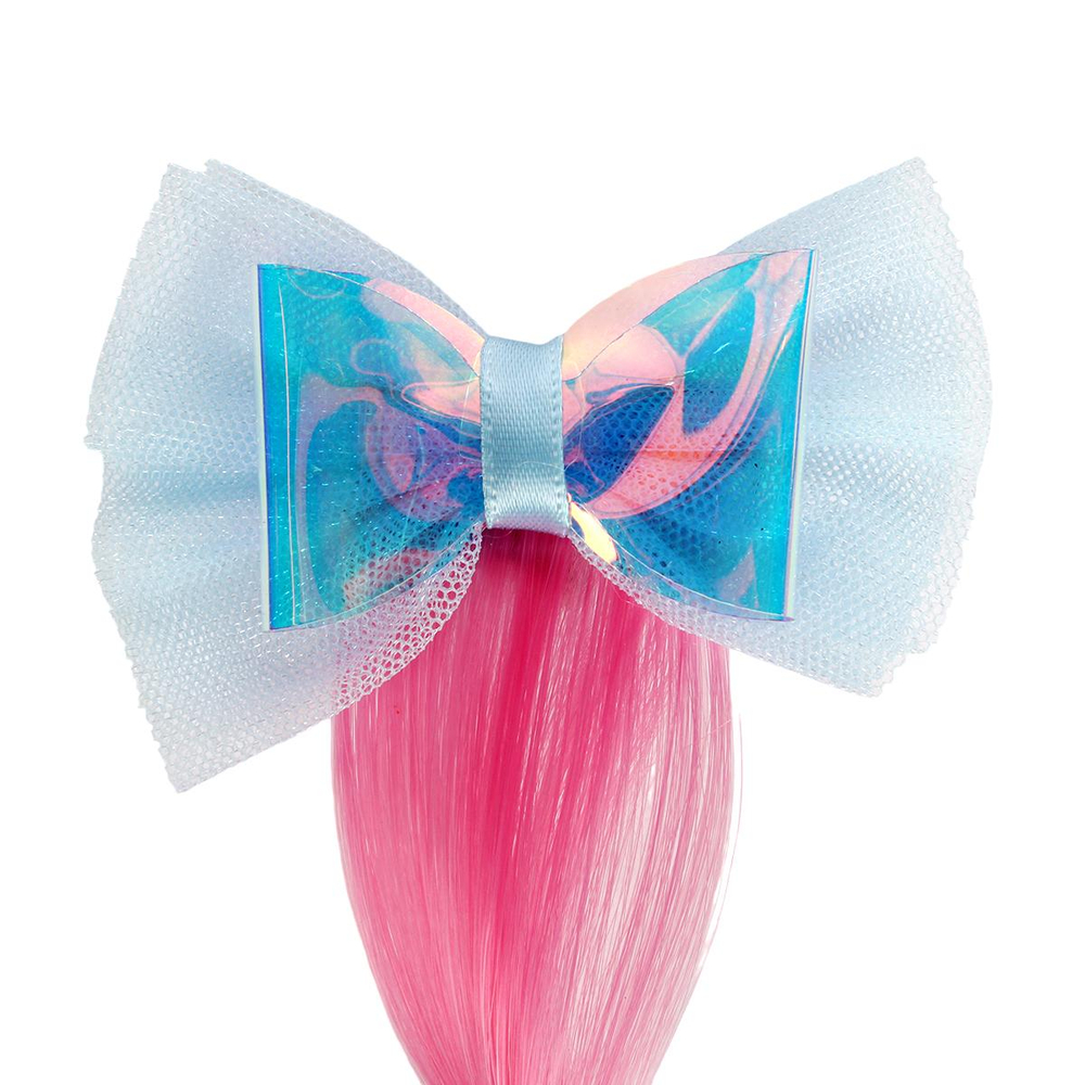 Заколка с волосами с бантиком 3-4 цвет а микс, блистер с-30958