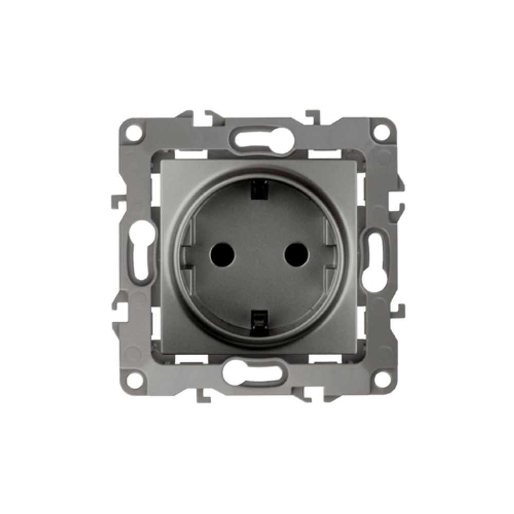 12-2102-12 ЭРА Розетка 2P+E Schuko со шторками, 16A-250В, IP20, Эра12, графит | Эра 12 Графит