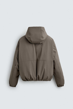 ZARA СТЕГАНАЯ КУРТКА ИЗ ВЫСОКОТЕХНОЛОГИЧНОЙ ТКАНИ, СЕРО-КОРИЧНЕВЫЙ