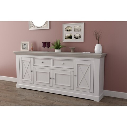 Комод «Форест» 4 двери 2 ящика белый воск/антрацит