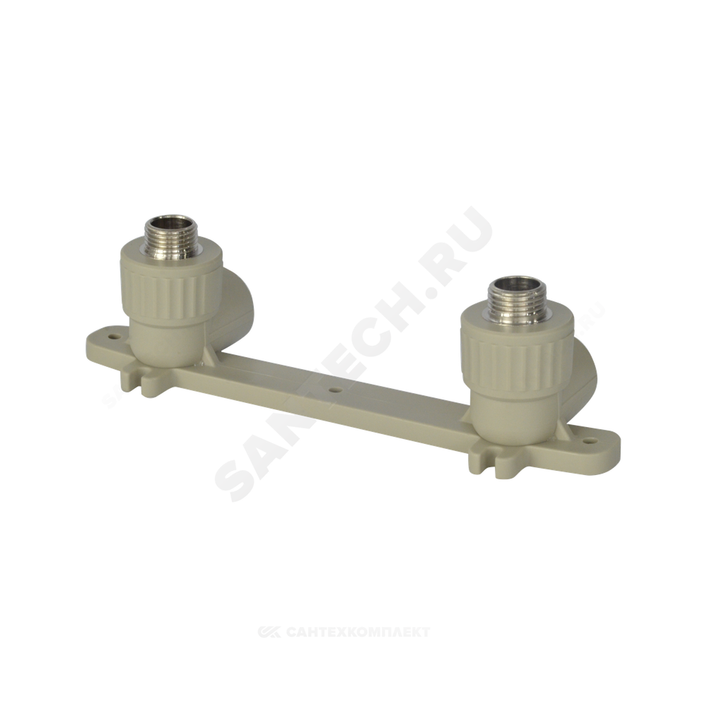 Планка монтажная PP-R серая Дн 25х1/2" НР под смеситель с водорозетками VALFEX 10124220Г