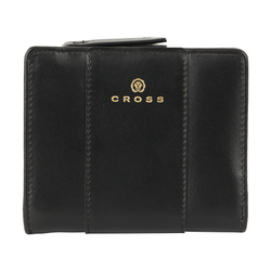 Отличный стильный американский компактный чёрный женский кошелёки из натуральной кожи 11х9,5х2 см CROSS Kelly Wall Black AC928083_1-1 в коробке