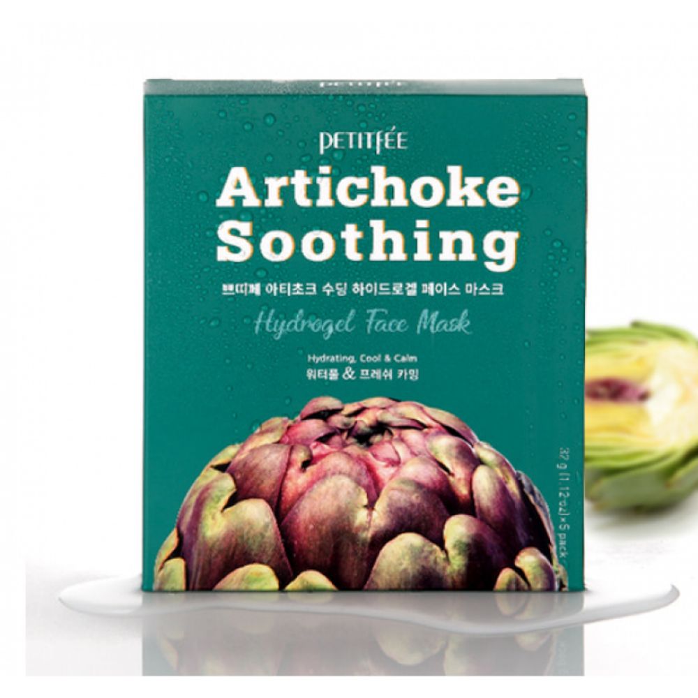 Petitfee Маска гидрогелевая с артишоком - Artichoke soothing hydrogel face mask, 32г*5шт(упаковка)