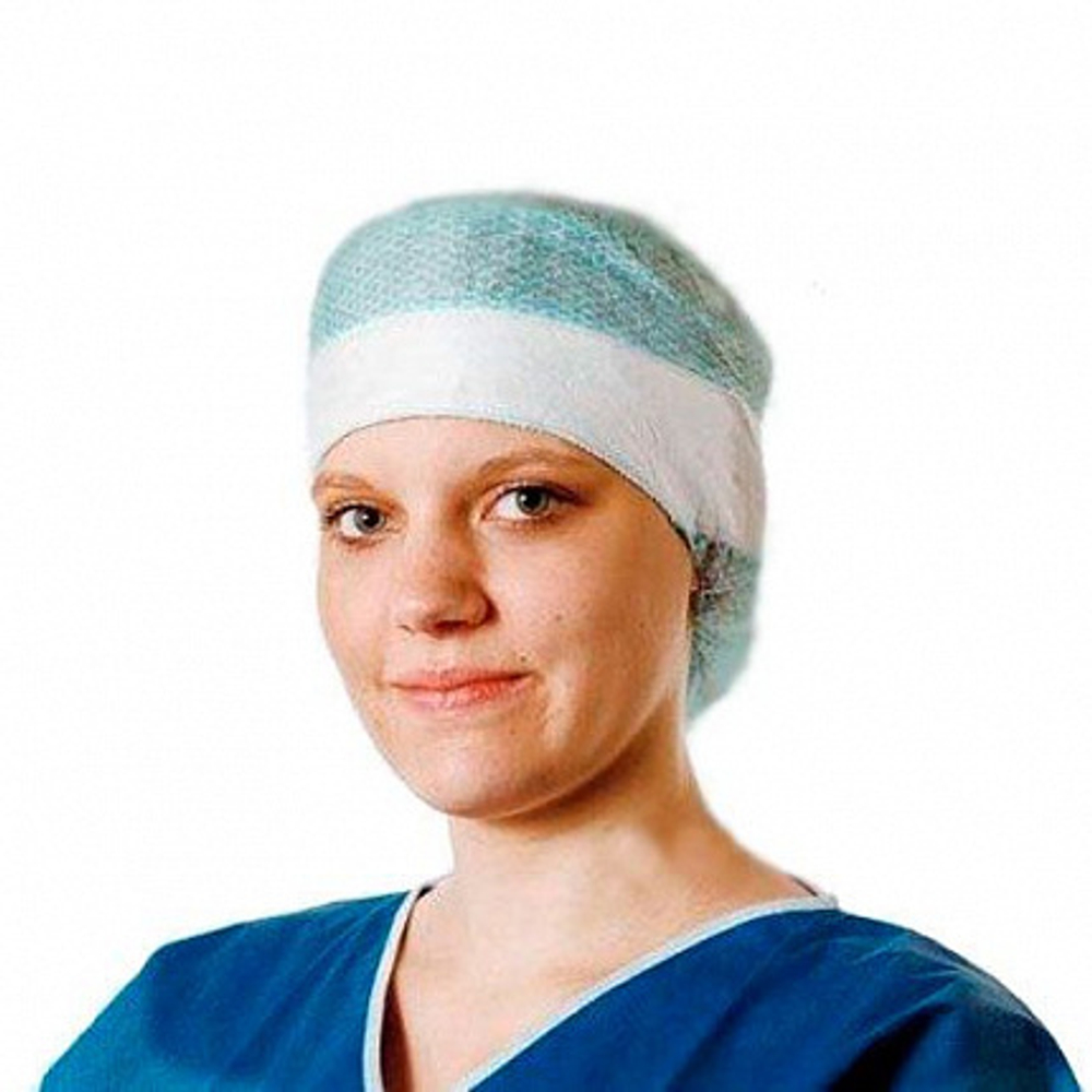 Foliodress cap Comfort form plus - c подкроенной затылочной частью и резинкой /аква/; 60 шт.