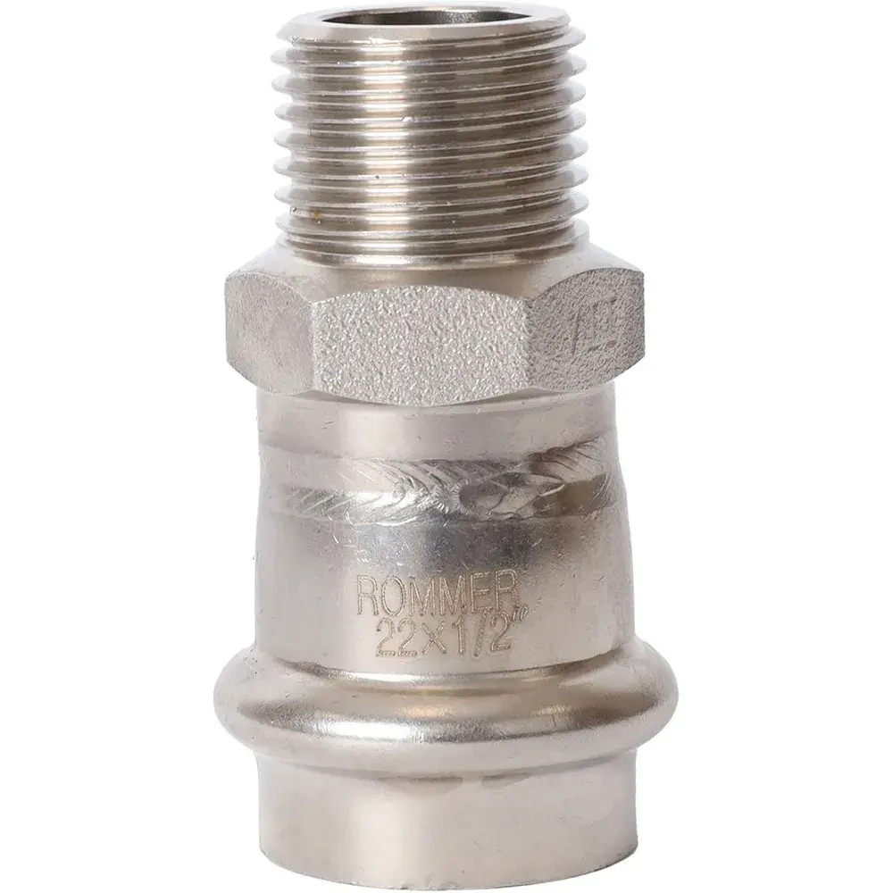ROMMER Переходник с НР 22x1/2" из нержавеющей стали прессовой