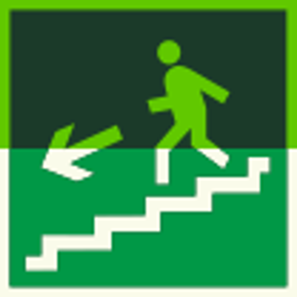 Е14 "Направление к эвакуационному выходу налево"