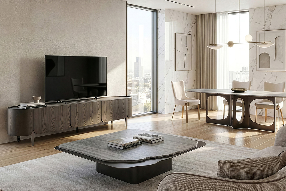 Тумба под телевизор Garda Decor Травертин (Travertine) 220*42*52,5 см