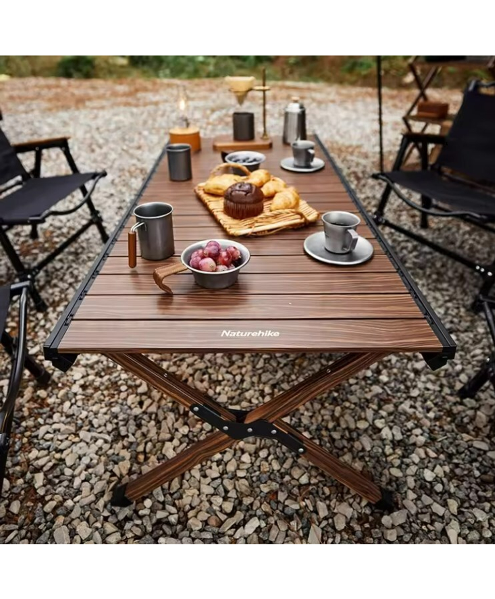 Стол туристический Naturehike складной, 125х60х45 см,с Х-образными ножками, коричневый