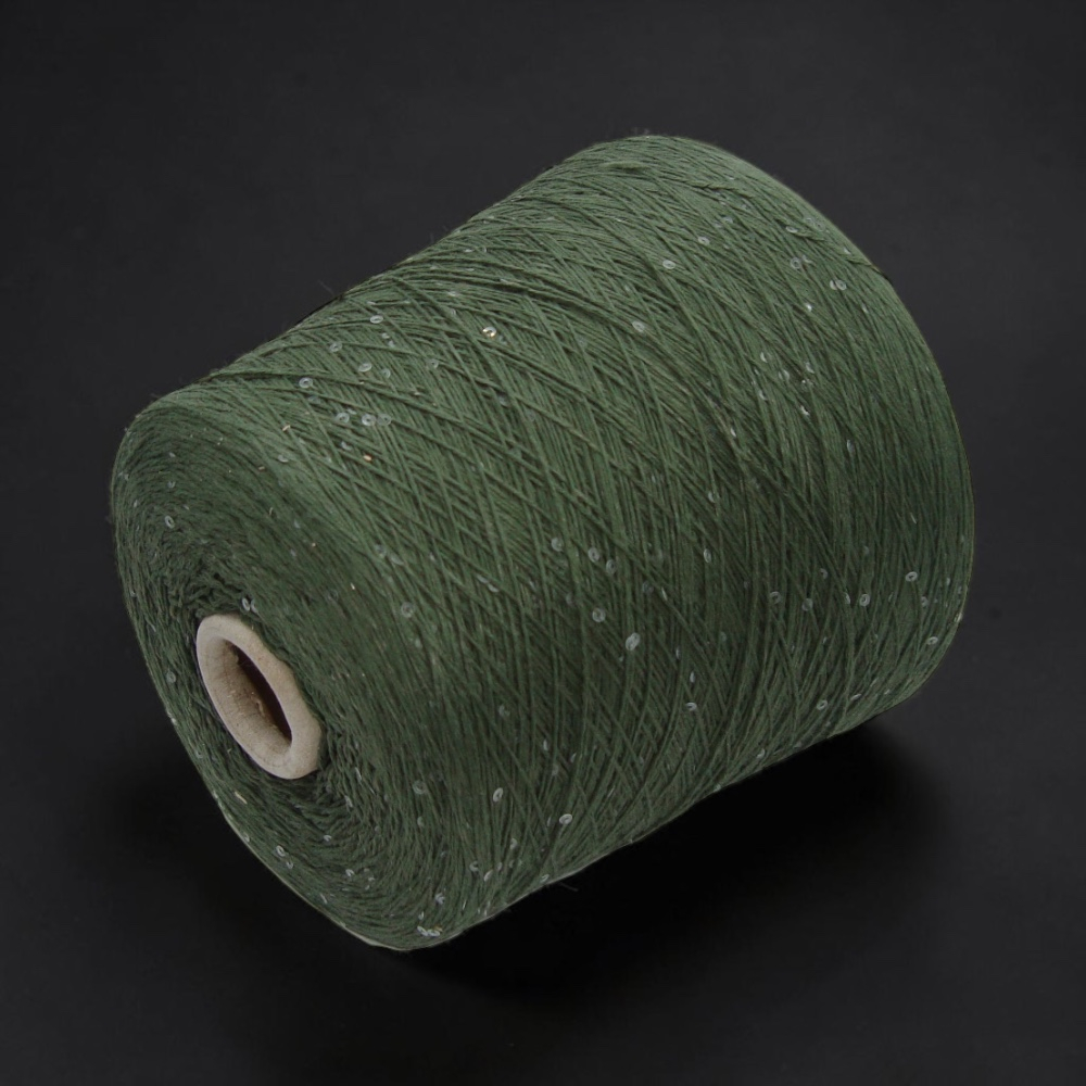 Бобинная пряжа Cotton Paillettes (Verde)