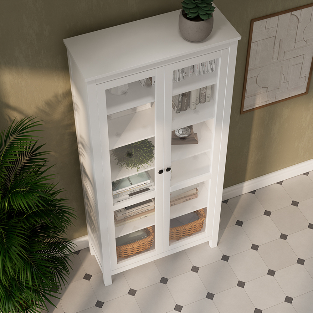 Шкаф-витрина Хемнэс Hemnes/Кымор, ст/ст 90х198х37 см, белый