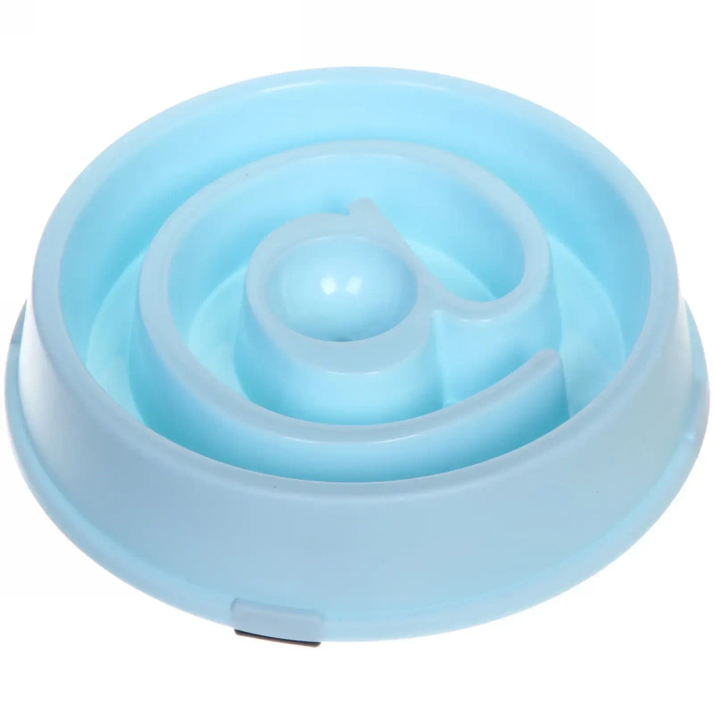 Миска пластиковая для медленного кормления «Колор-Собака» 21*18,5*4,5см цвет нежно-голубой