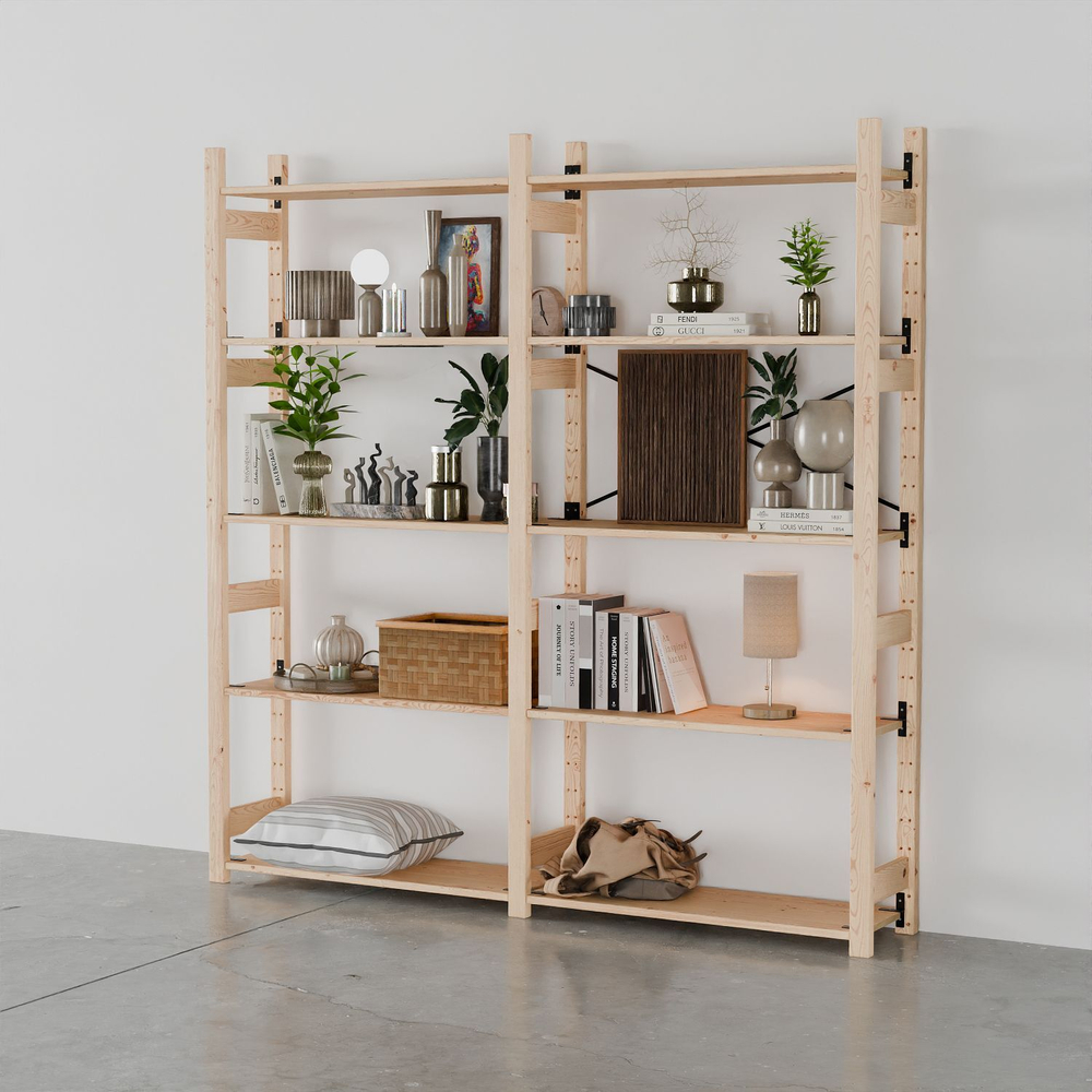Стеллаж Ивар из сосны, 10 широких полок, 179х174х30 см, напольный стеллаж Икеа для хранения