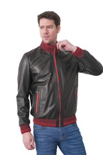 KHIMEONE Мужская кожаная демисезонная куртка (натуральная кожа, овчина)