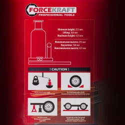 Домкрат бутылочный 30т с клапаном(h min-255мм,h max-465мм) FORCEKRAFT FK-T93004(DS)