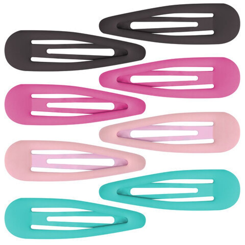 Заколки для волос НАБОР 8 шт., 5 см, клик-клак, soft touch, разные цвета, MONTE VITA, 457092