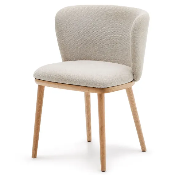 Стул Ciselia, бежевый шенилл, ножки из массива ясеня