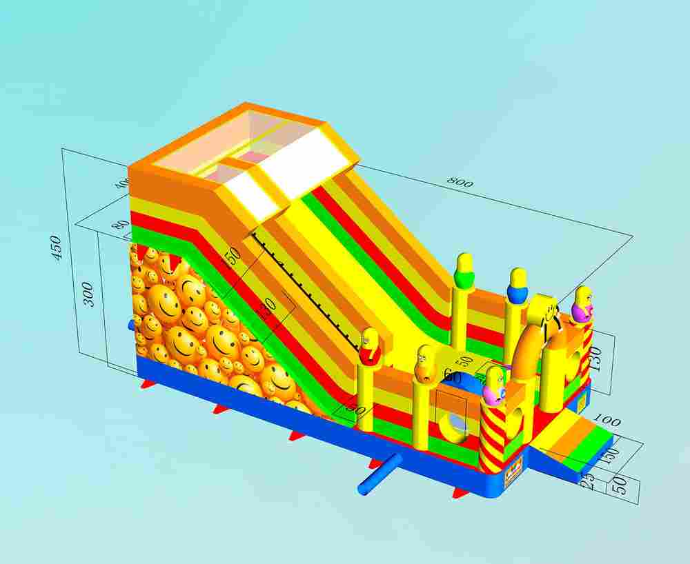 Коммерческий надувной батут «Смайлик», 8*4*4,5 м