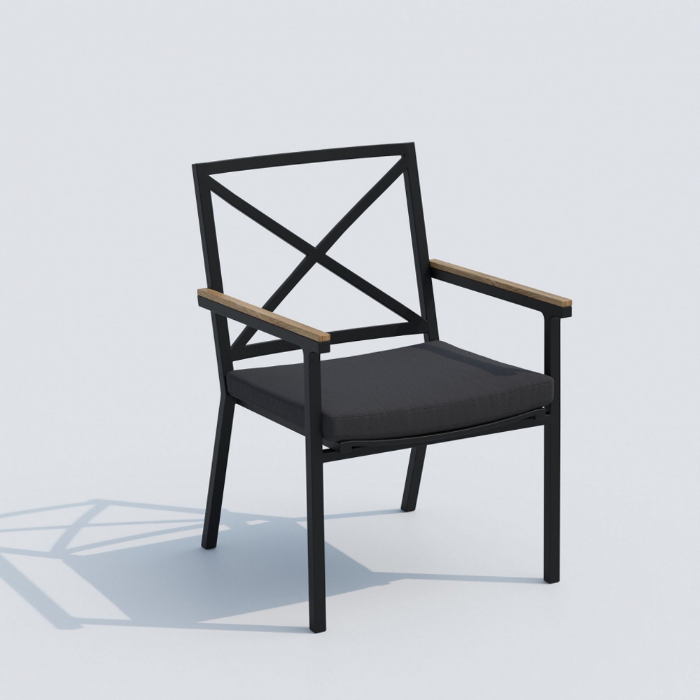 Обеденная группа Ideal Patio ТЕЛЛА  ФЕСТА каркас карбон, стол тик 180, ткань антрацит