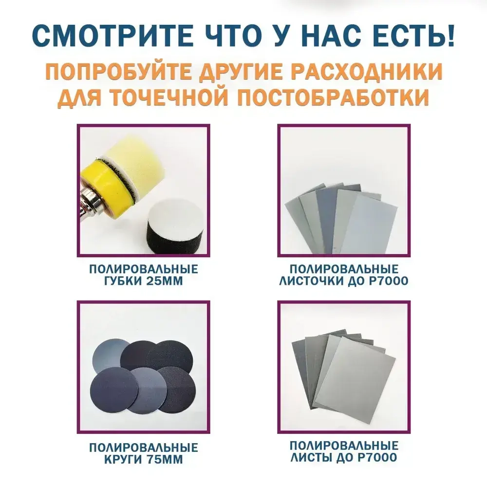 Шлифовальные, полировальные круги, набор, 25мм, высокая зернистость
