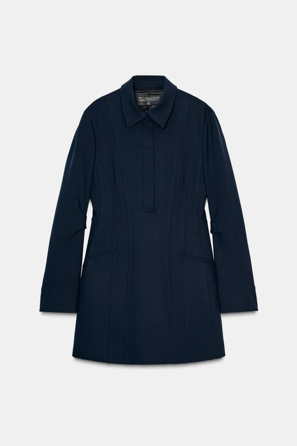 ZARA КОРОТКОЕ ПЛАТЬЕ-РУБАШКА — ZW COLLECTION, МОРСКОЙ СИНИЙ