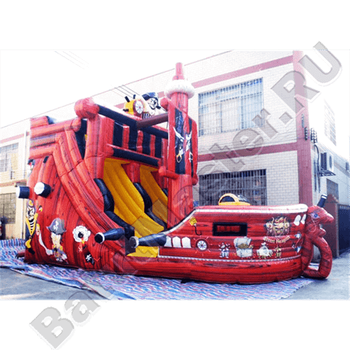 Большой надувной батут-горка "Пиратский корабль"