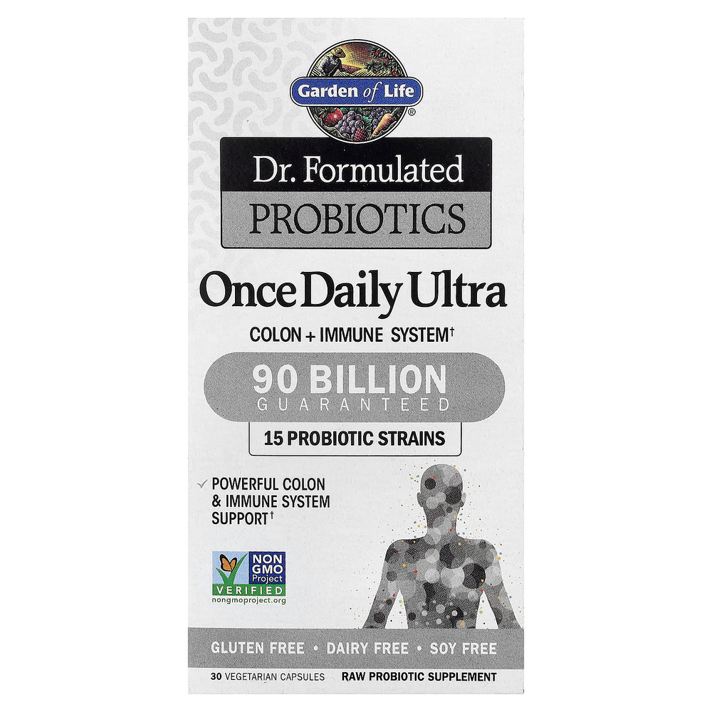 Garden of Life, Dr. Formulated Probiotics, пробиотики, для приема один раз в день, 90 млрд бактерий, 30 вегетарианских капсул
