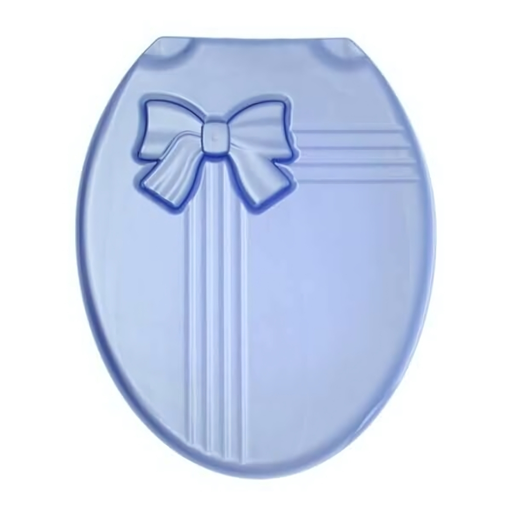 Крышка унитаза "КОМФОРТ ЛЮКС", голубой перламутр / голубой перламутр бант, РП-811