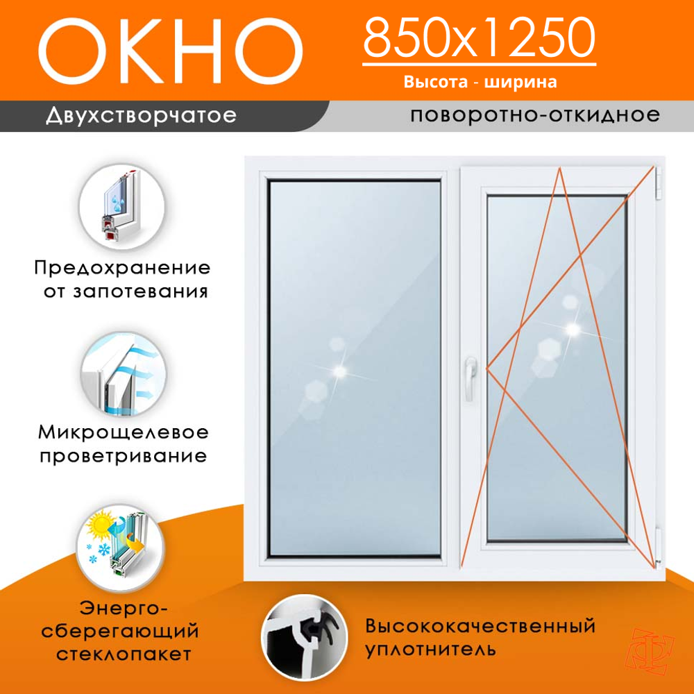 Пластиковое окно 850 х 1250 ТермА Эко + Москитная сетка