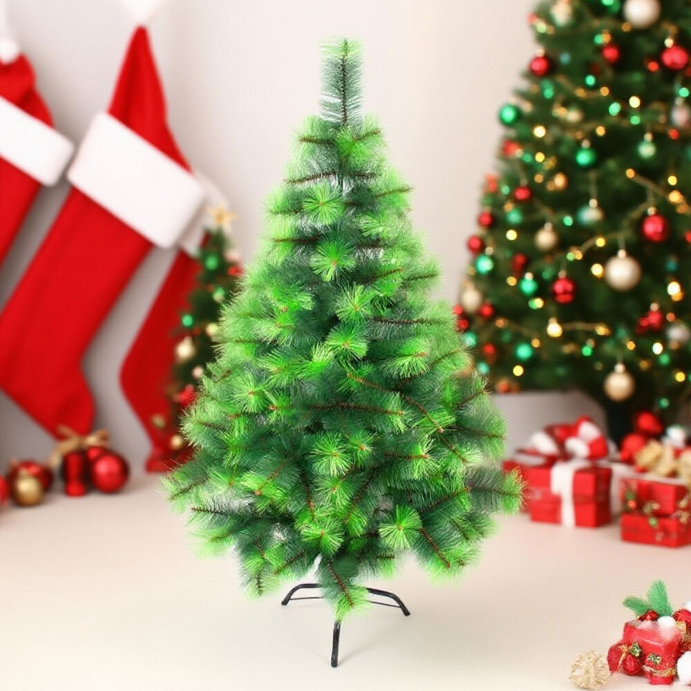 Елка 150см зеленая 2-х цветная 144 ветки, на металлической подставке, HJ150-43