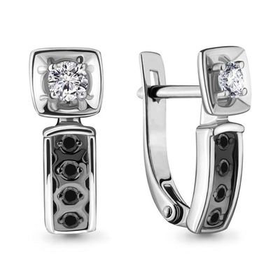 942327Ч Серьги из Золота с бриллиантами из коллекции "Монохром"