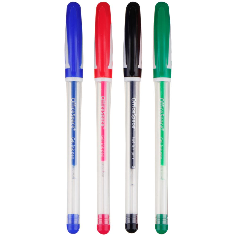 Набор гелевых ручек OfficeSpace "A-Gel" 04цв., 0,5мм, грип, европодвес
