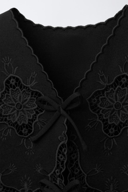 ZARA ЖИЛЕТ С ВЫШИВКОЙ, ЧЕРНЫЙ